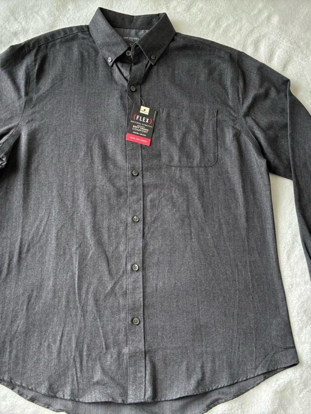 Van Heusen Men's Charcoal Button-Down Flex Stretch Shirt